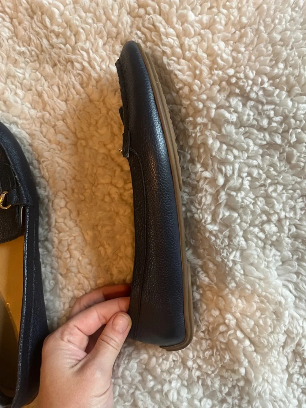 Talbots Everson Horsebit Pebbled Leather Driving Moccasins Size 8 Navy - Picture 3 of 7